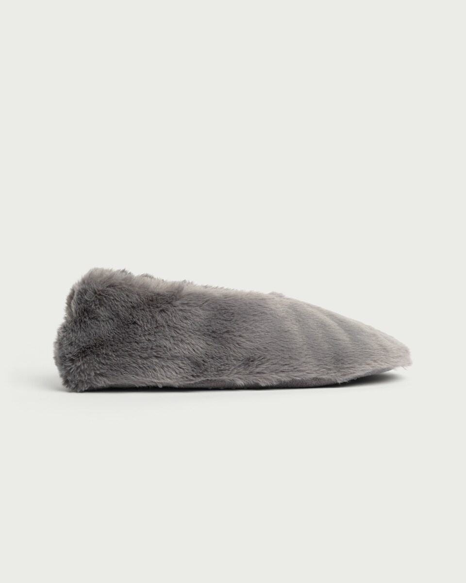 image 1 of F&F Faux Fur Fleece Lined Slipper Socks in Grey