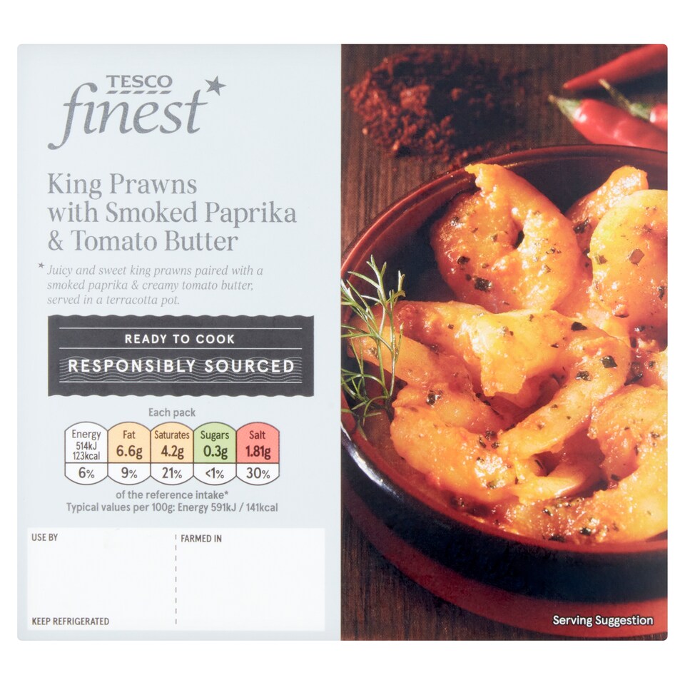 Tesco Finest K/Prwn With S/Prika And Tomato Butter 110G