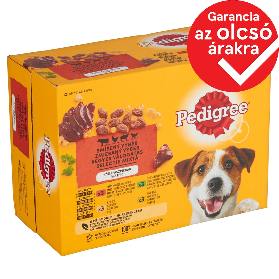 Pedigree Vegyes Válogatás teljes értékű eledel felnőtt kutyák részére vagdalttal 12 x 100 g (1,2 kg)