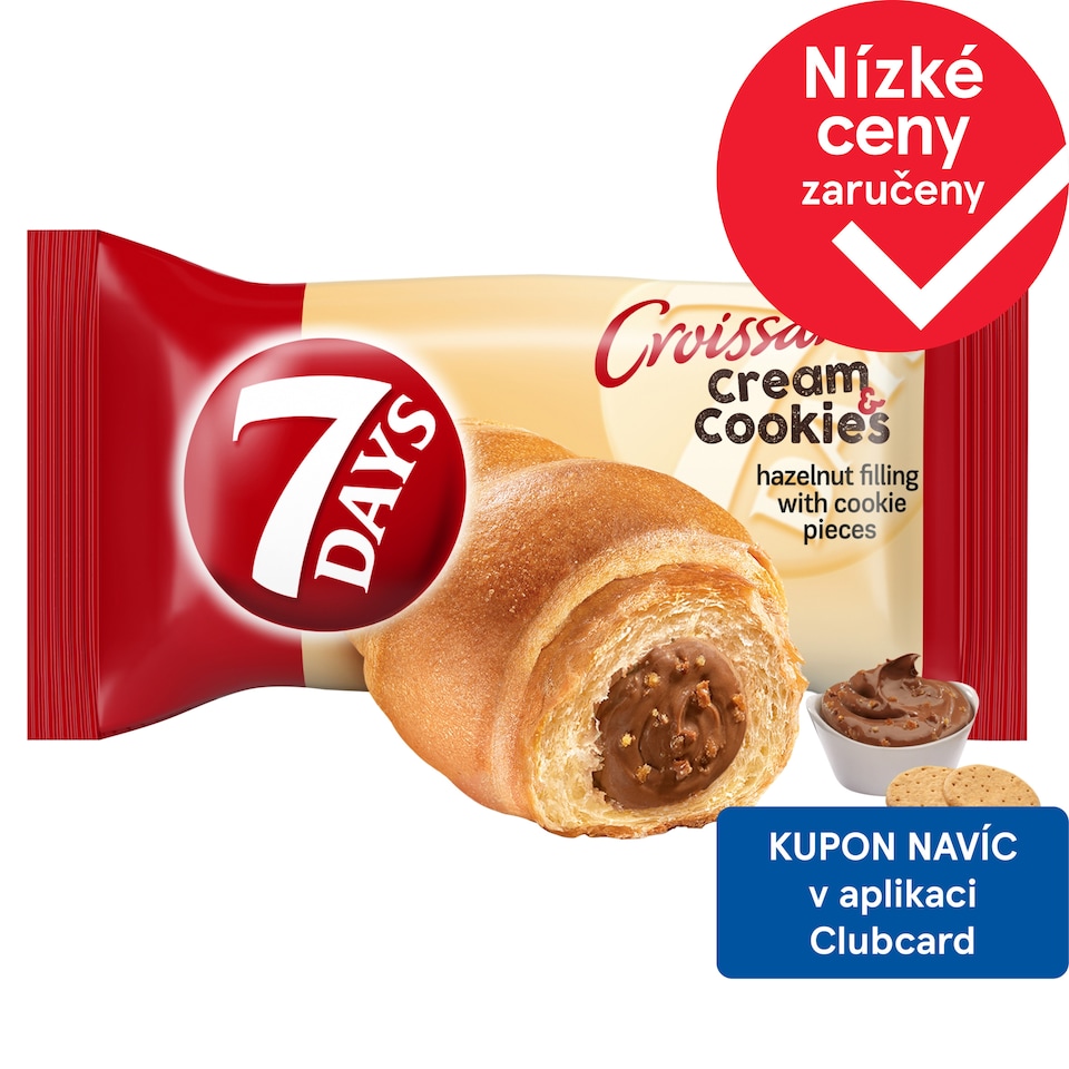 7 Days Croissant Cream & Cookies s lískooříškovým krémem s kousky sušenek 60g