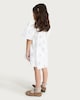 image 3 of F&F Girls Pure Cotton Floral and Heart Embroidered Puff Sleeved Dress in White