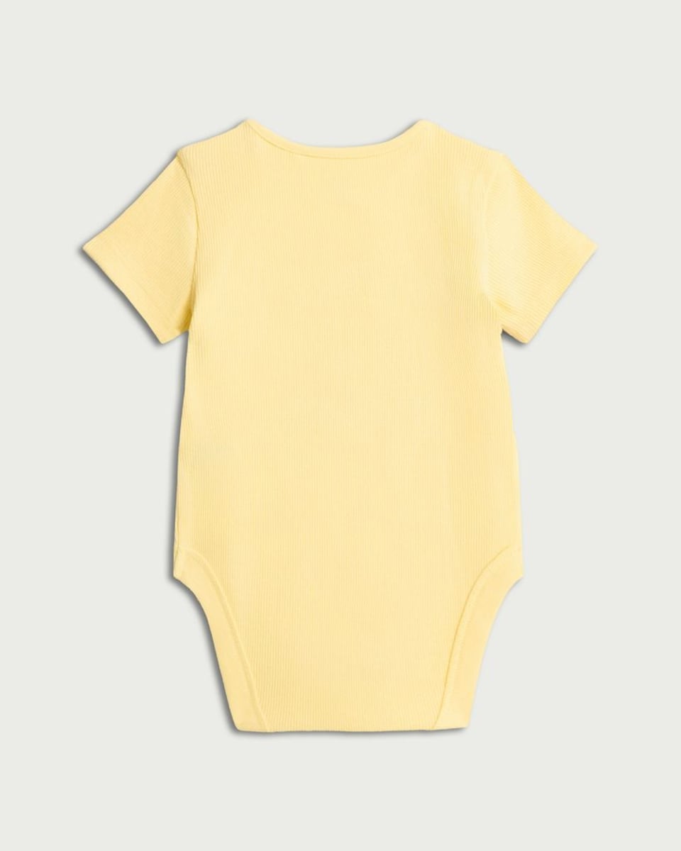 image 1 of F&F Baby Cotton Rich Put It On My Tab Slogan Bodysuit in Yellow