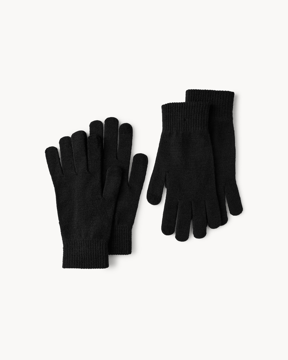 image 1 of F&F 2-Pack Knitted Magic Gloves in Black