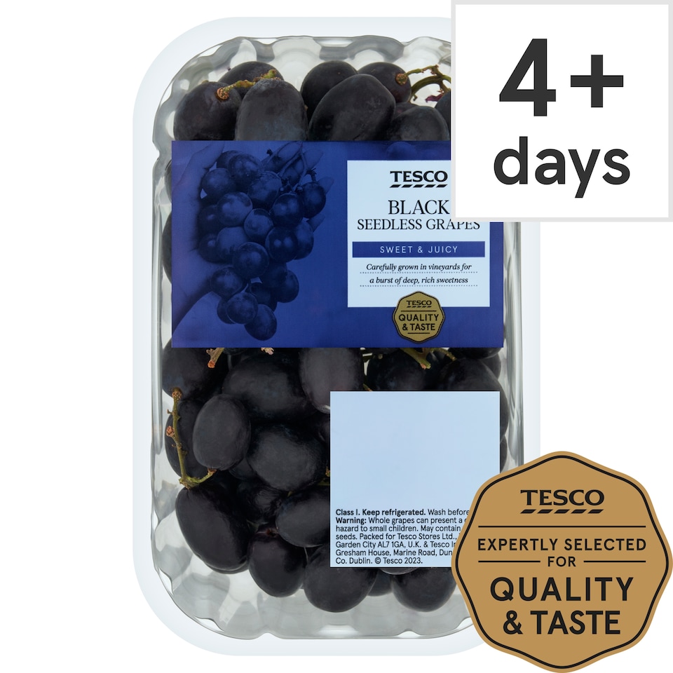Tesco Black Seedless Grapes 500G