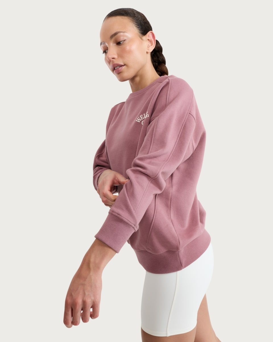 image 1 of F&F Active AFTERCLASS Cotton Rich Slogan Sweatshirt in Pink