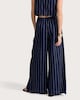 image 3 of The F&F Edit Linen Rich Stripe Super Wide Leg Trousers in Navy