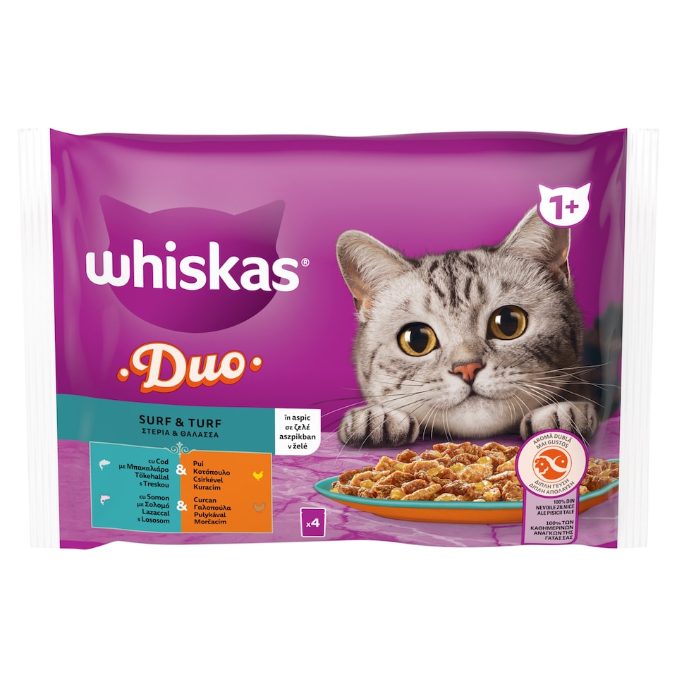 Whiskas Duo teljes értékű nedves eledel felnőtt macskáknak 4 x 85 g (340 g)