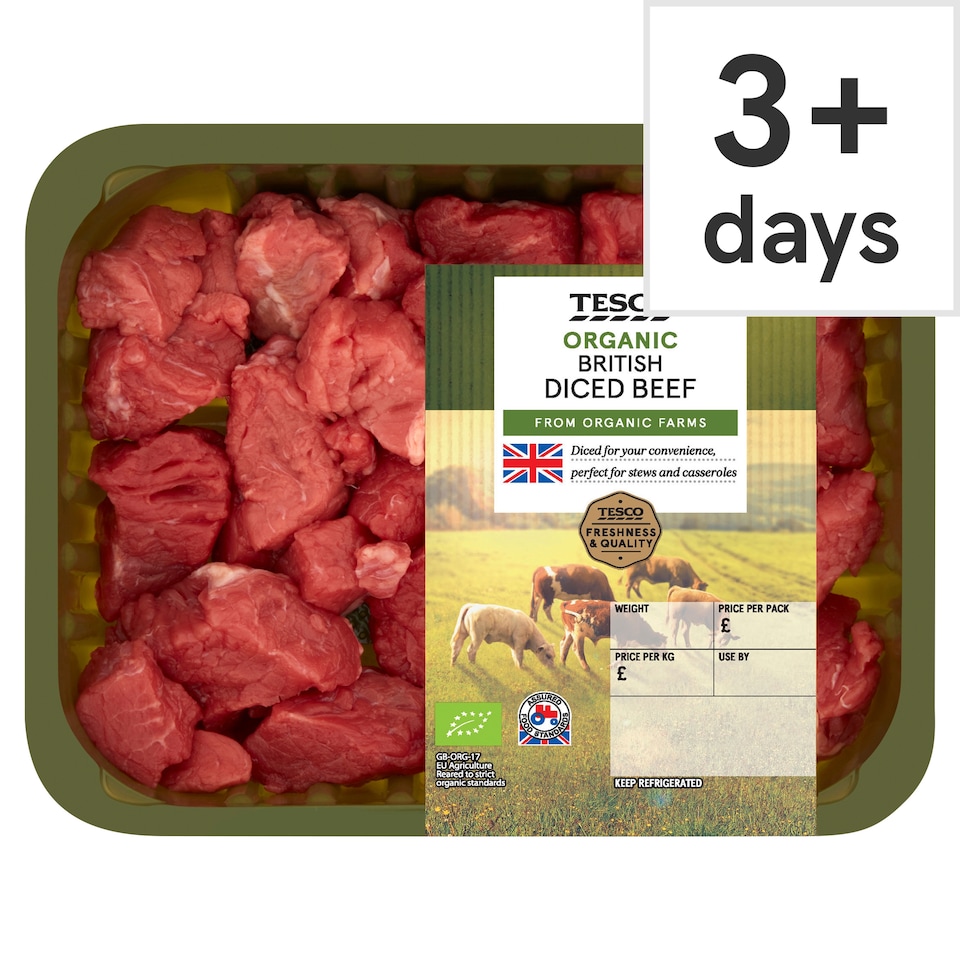 Tesco Organic Diced Beef 400G