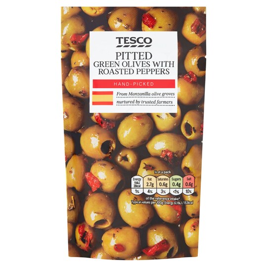 Tesco Pitted Green Olives With Red Peppers Tesco Groceries