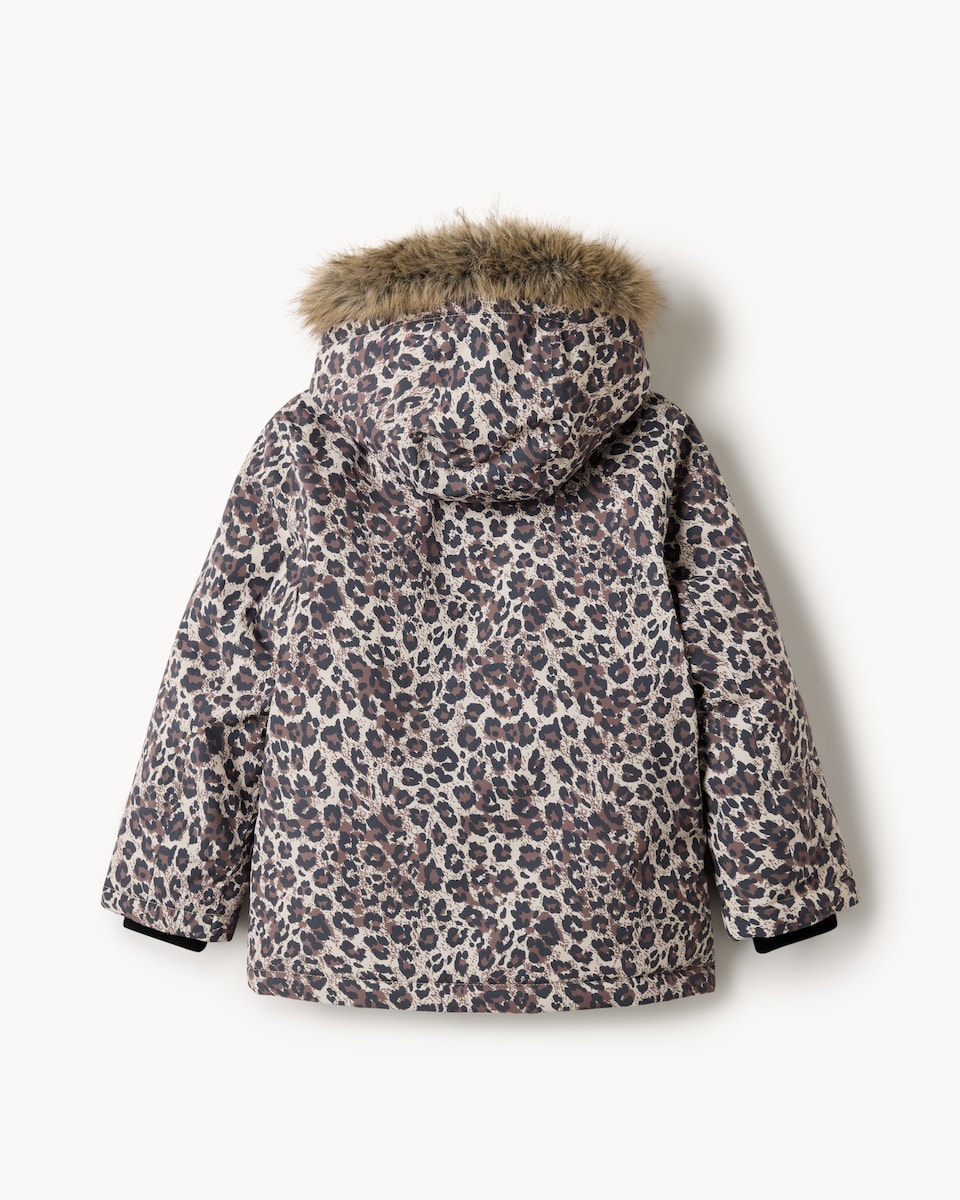 image 1 of F&F Girls Animal Print Waterproof Coat in Multi Brown