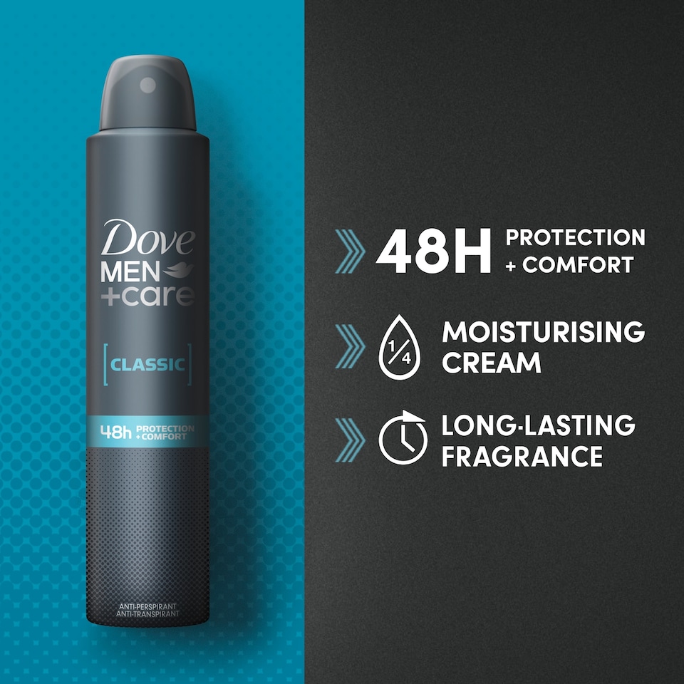 image 1 of Dove Men+Care Classic 48h Antiperspirant Deodorant 200ml