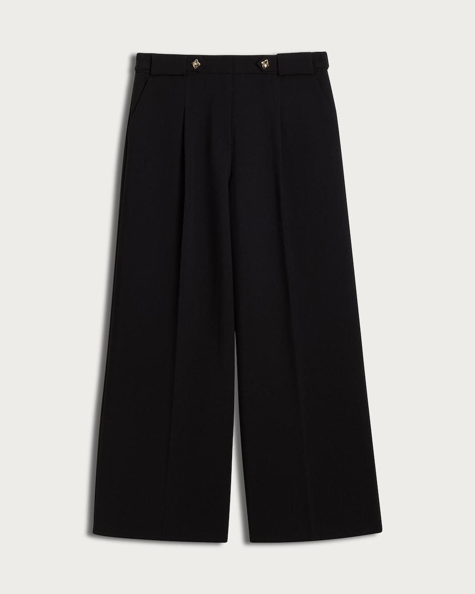 image 1 of F&F Wide Leg Button Detail Trousers  in Black