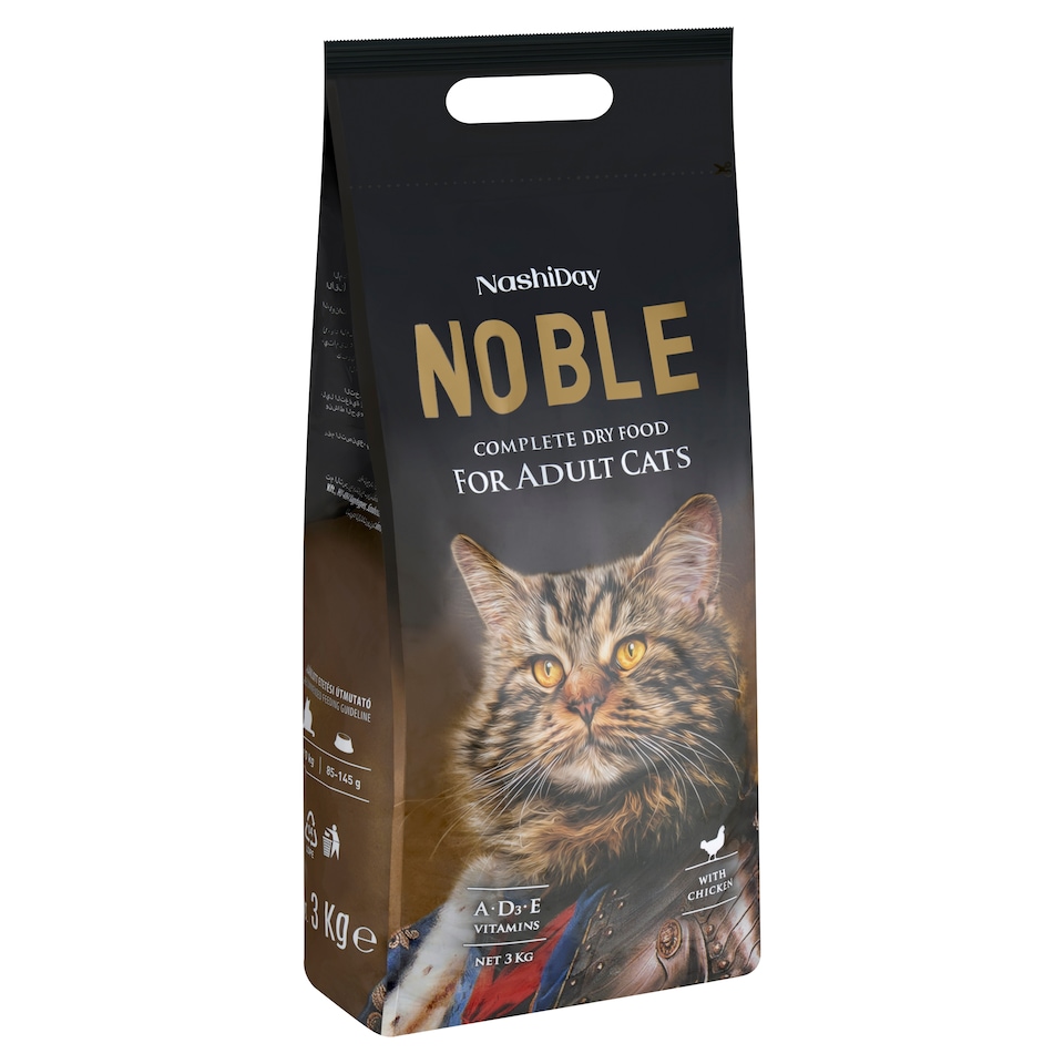 NashiDay Noble teljes értékű száraz állateledel felnőtt macskák számára csirkével 3 kg  1. kép