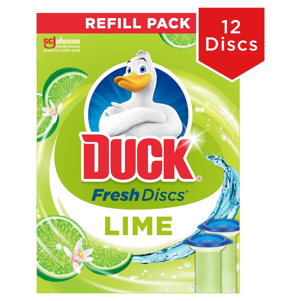 image 1 of Duck Fresh Discs Toilet Cleaner Refills - Lime 2 x 36ml