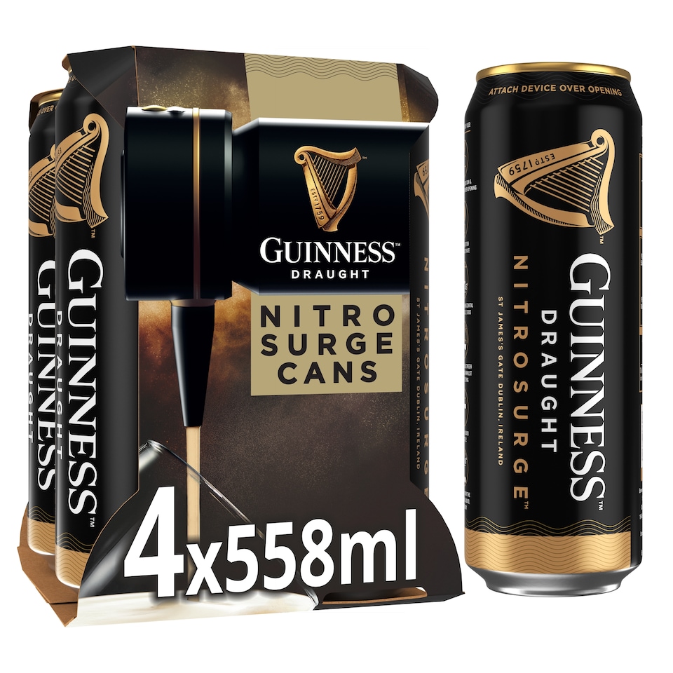 image 1 of Guinness Draught Nitrosurge Stout Beer Can 4.1% Vol 4x558ml