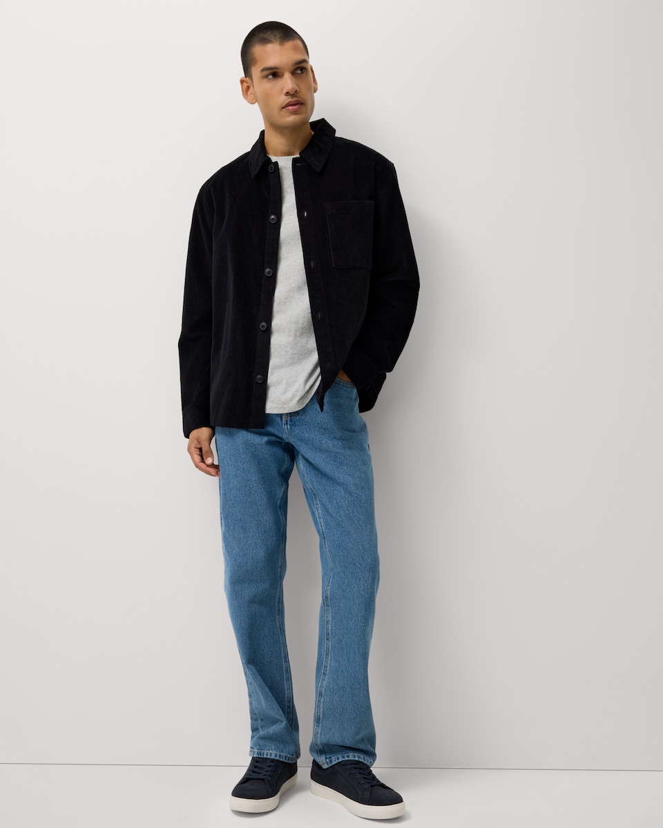 image 1 of F&F Pure Cotton Corduroy Shirt in Black