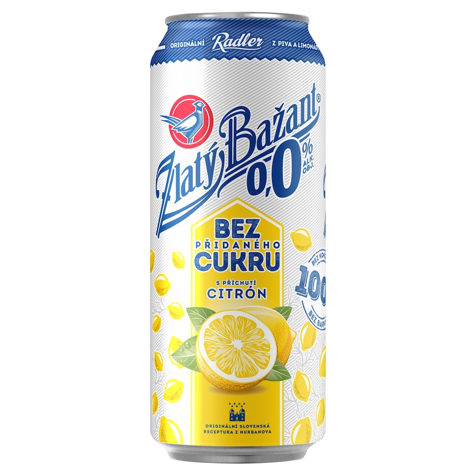 Obrázek 1 pro produkt Zlatý Bažant Radler bez přidaného cukru s příchutí citrón 500ml