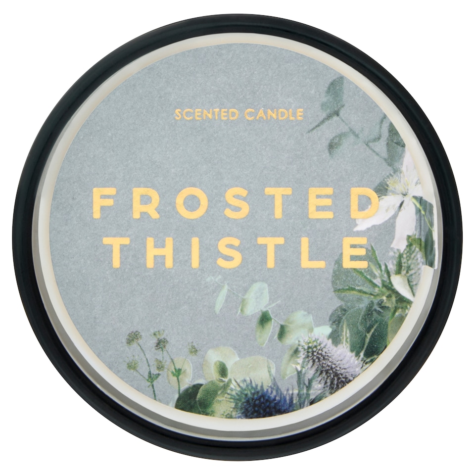 image 1 of F&F Home Floral Bouquet Small Candle Frosted Thistle 155g