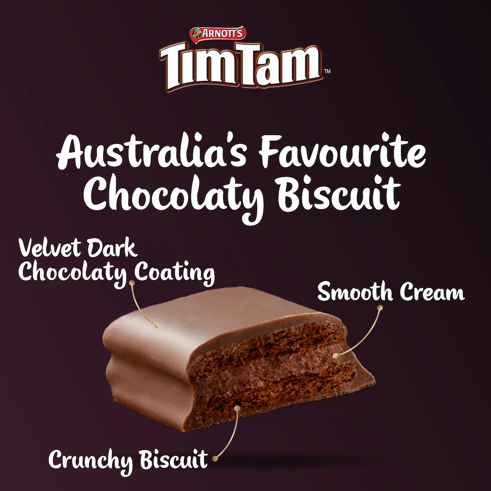 image 1 of Tim Tam Dark Chocolatey Biscuit Bars 9 Pieces 163g