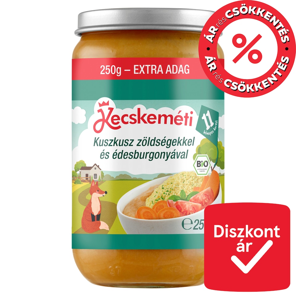 Kecskeméti bio kuszkusz zöldségekkel és édesburgonyával bébiétel 11 hónapos kortól 250 g