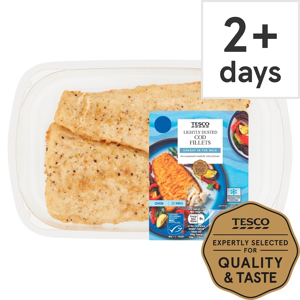 Tesco Lightly Dusted Cod Fillets 255G