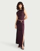 image 1 of F&F Ruched Metal Accent Midi Co-ord Skirt in Purple