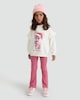image 2 of F&F Girls Cotton Rich Rudolf's Bestie Slogan Sweatshirt in Cream