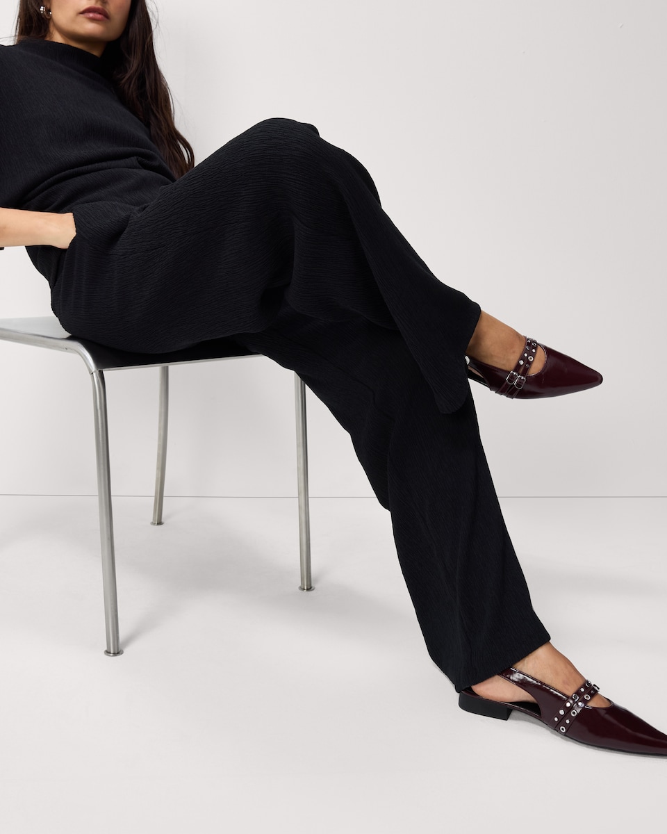 image 1 of F&F Textured Wide Leg Trousers in Black