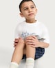 image 3 of F&F Boys 2-Piece Pure Cotton À La Playa T-Shirt and Striped Shorts Set in White
