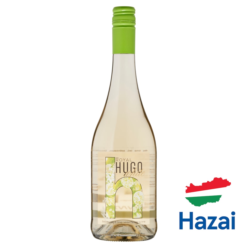 Royal White Hugo bodzavirág- és lime ízű, szénsavas, ízesített boralapú ital 7,3% 750 ml  1. kép