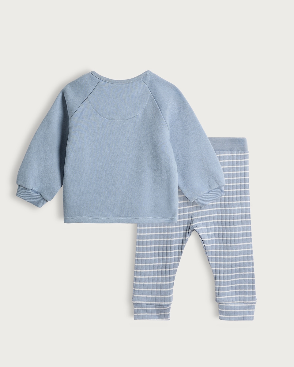 image 1 of F&F Baby 2-Piece Cotton Rich Sweatshirt and Leggings Set in Blue