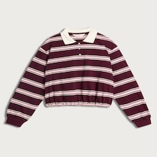 F&F Pure Cotton Stripe Print Cinched Hem Rugby Top in Multi Pink