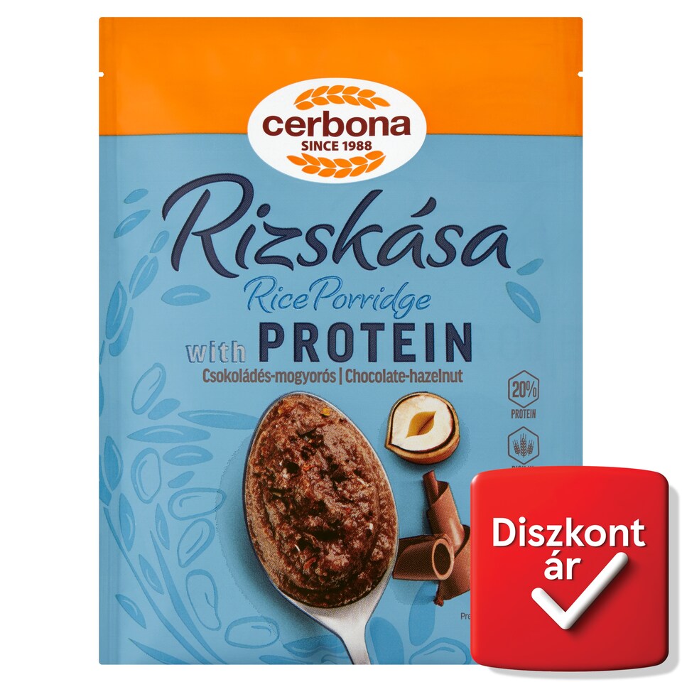 Cerbona fehérjében gazdag csokoládés-mogyorós rizskása 45 g