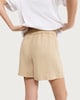image 3 of F&F Pure Lyocell Drawstring Shorts in Stone