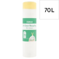 Tesco Clear Recycling Bin Liners Drawstring 70 Litre 20 Pack