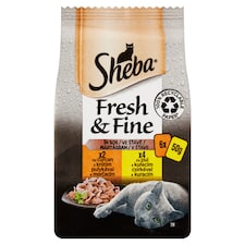 Sheba Fresh & Fine Kompletní mokré krmivo pro dospělé kočky ve šťávě 6 x 50g (300g)