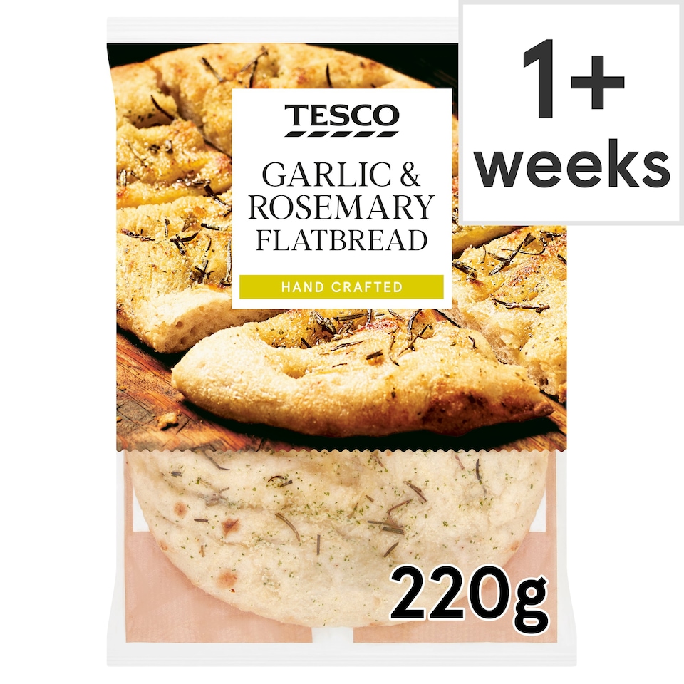 Tesco Garlic & Rosemary Flatbread 220G Tesco Groceries