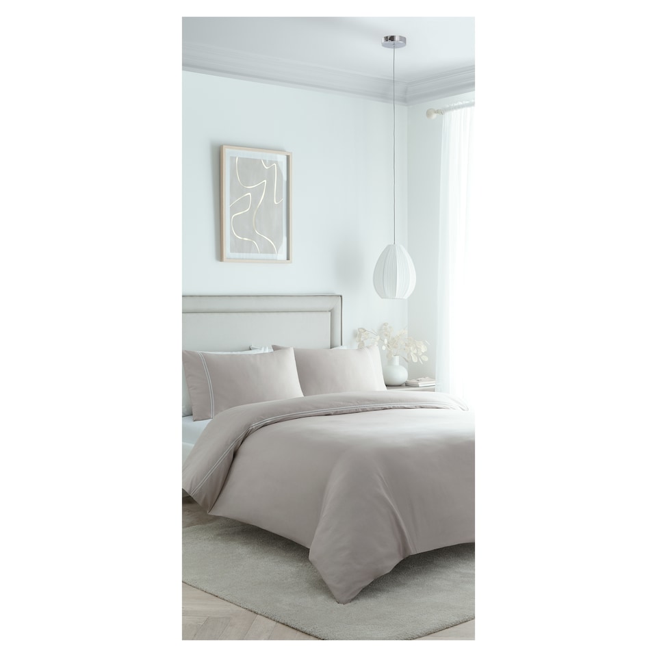 West Park Taupe Double Satin Stitch Duvet Cover Set Superking