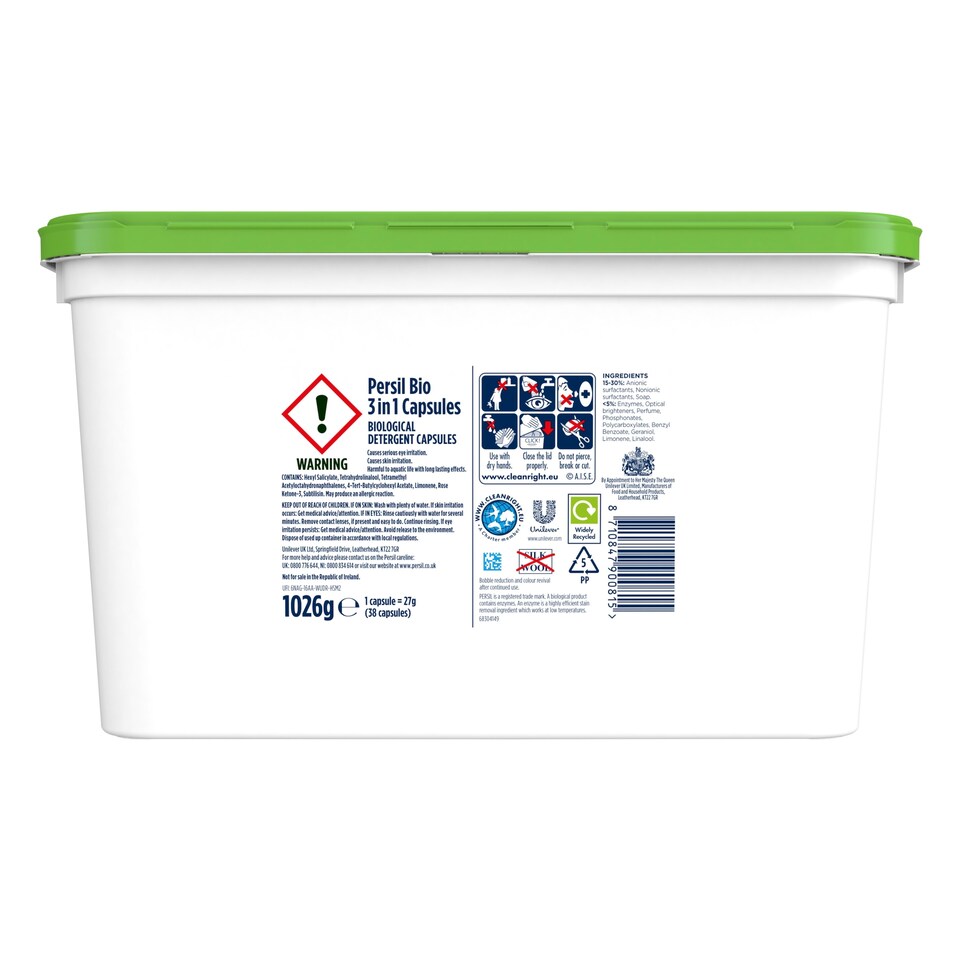 image 1 of Persil 3 In 1 Biological Capsules 38 Capsules 1026G