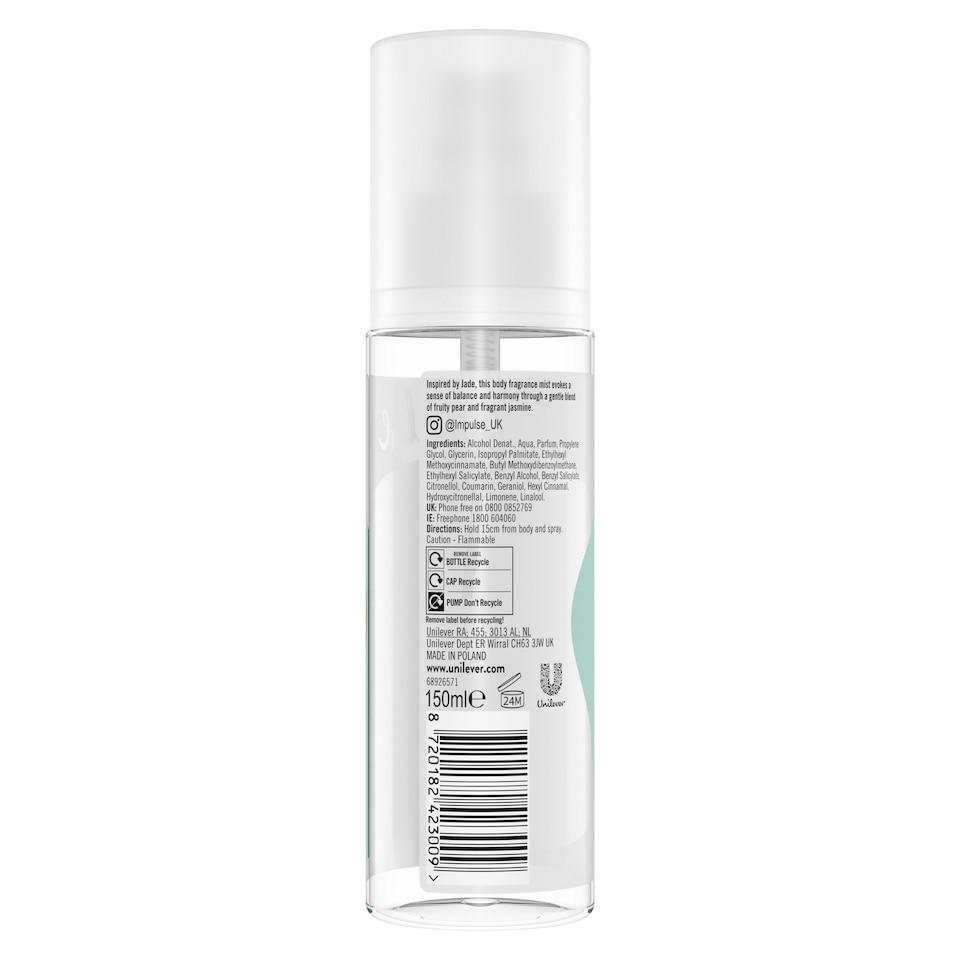image 1 of Impulse Balanced Mind Jade Body Fragrance Mist 150Ml