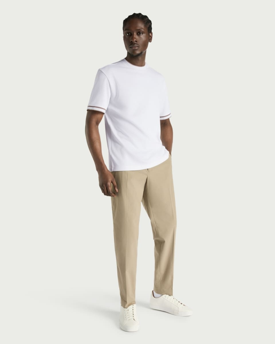 image 1 of F&F Tipped Short Sleeved Relaxed Fit T-Shirt in White