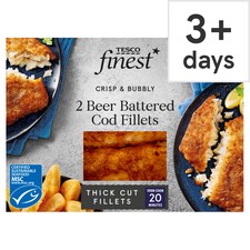 Tesco Finest 2 Beer Battered Cod Fillets 380G