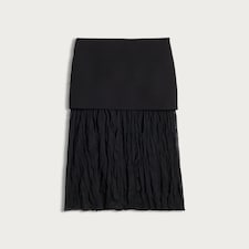 F&F Crinkle Textured Layered Co-ord Midi Skirt in Black