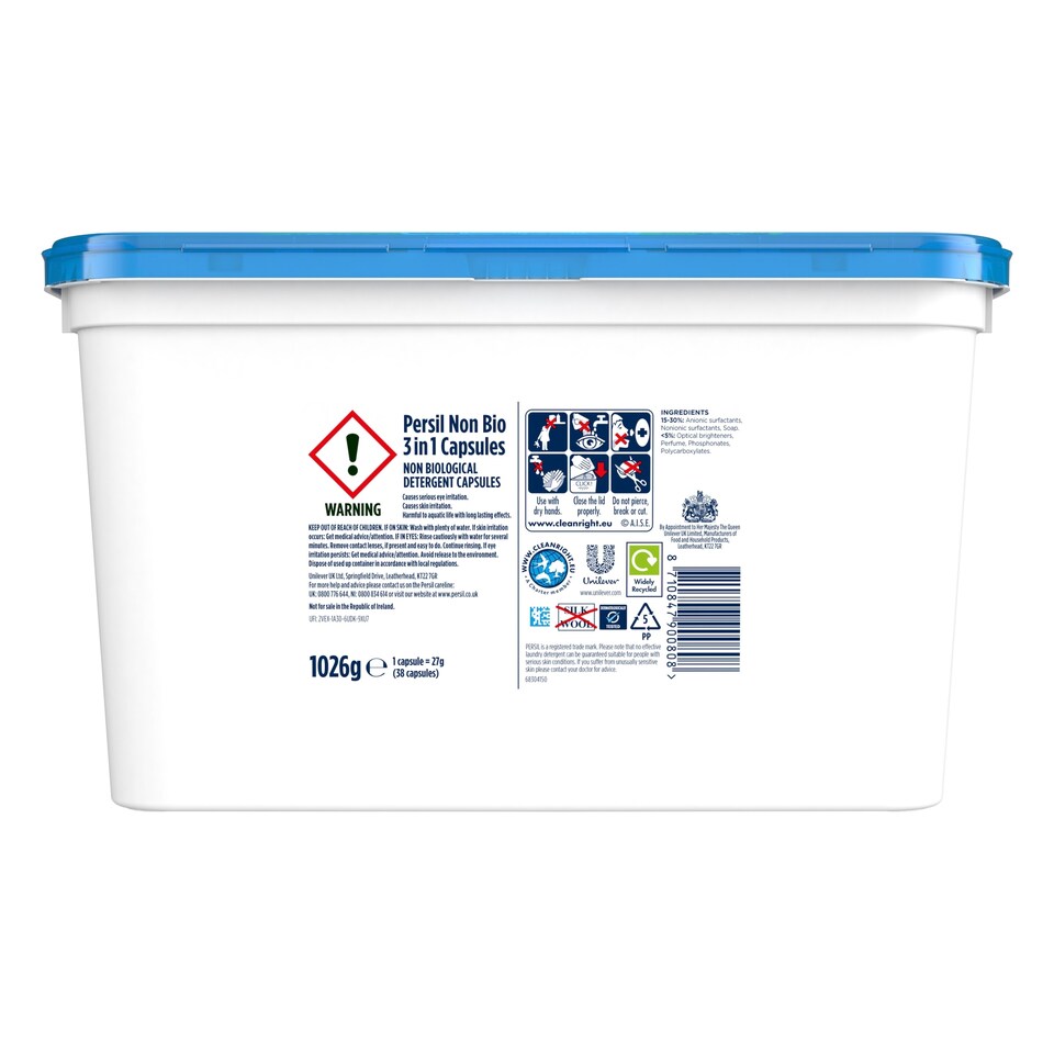 image 1 of Persil 3 In 1 Non Biological Capsules 38 Capsules 1026G