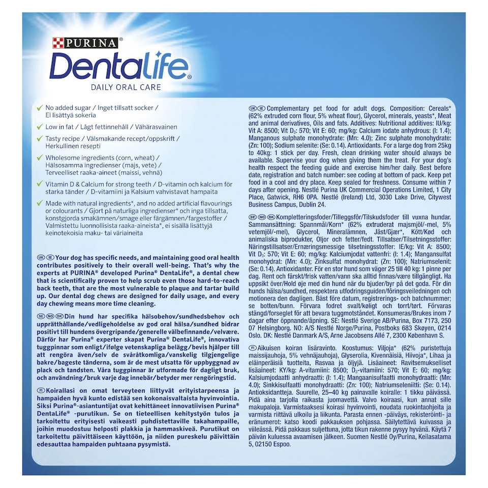 image 1 of Purina Dentalife Large Dog Chews 18 Sticks 636G