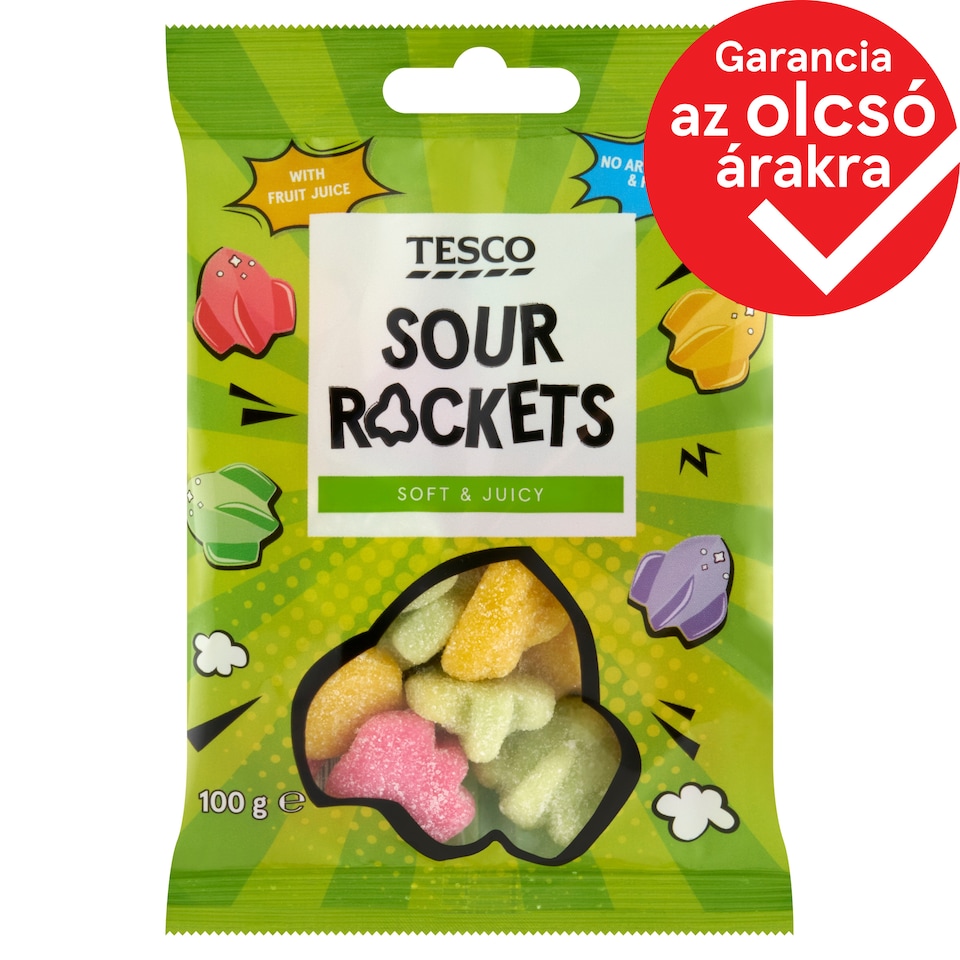 Tesco vegyes gyümölcsízű gumicukor savanyú cukorszórással 100 g