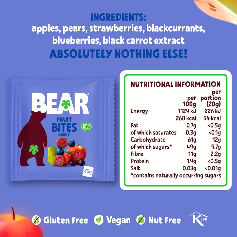 image 1 of BEAR Fruit Bites Berry 5x20G