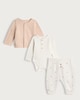 image 1 of F&F Baby 3-Piece Cotton Rich Bear Print Cardigan, Bodysuit and Legging Set in Med Nude