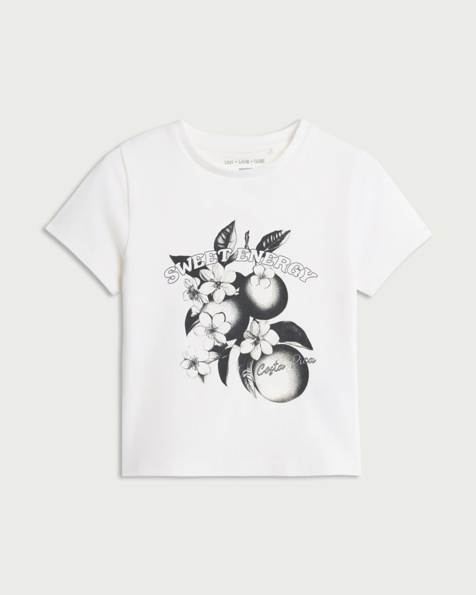 image 1 of F&F Girls Cotton Rich Sweet Energy Costa Rica Slogan T-Shirt in White