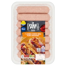 Tesco Fire Pit 7 Cheesy BBQ Pork Sausages 595g